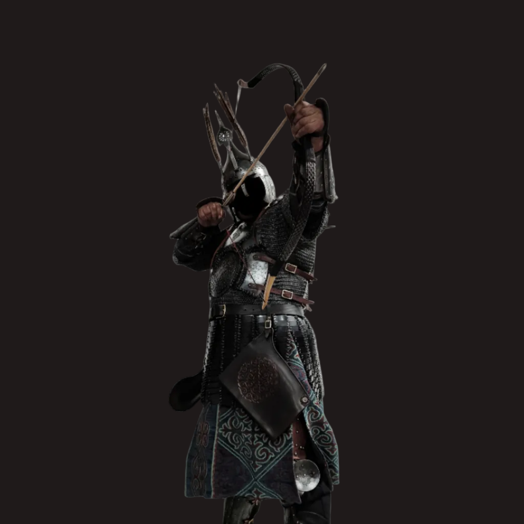 Kazakh-Style Iron-Carved Antler Motif Disc Armor Set