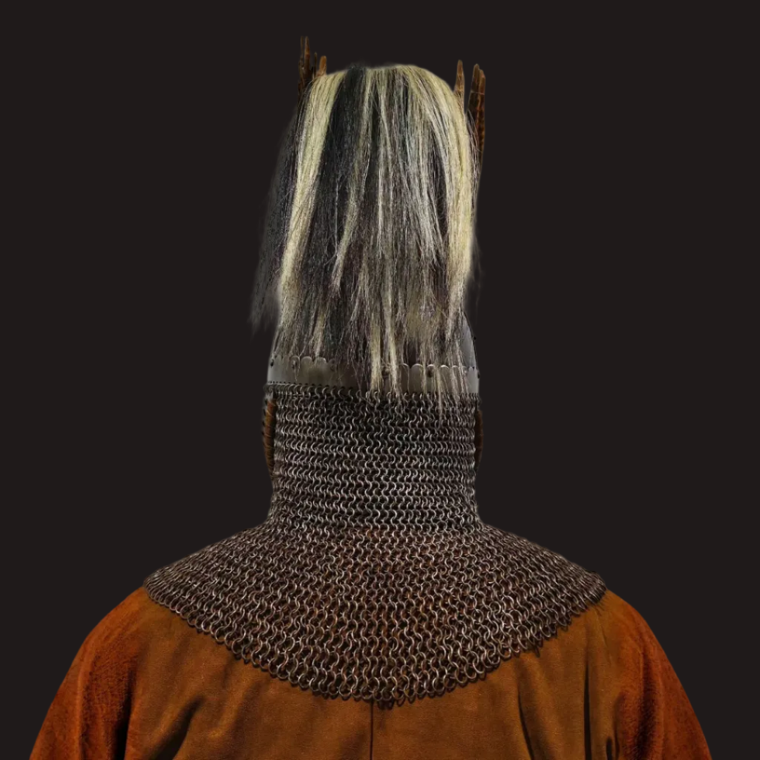 Turkic Khaganate Style Full-Face Mail Aventail Four-Panel Helmet
