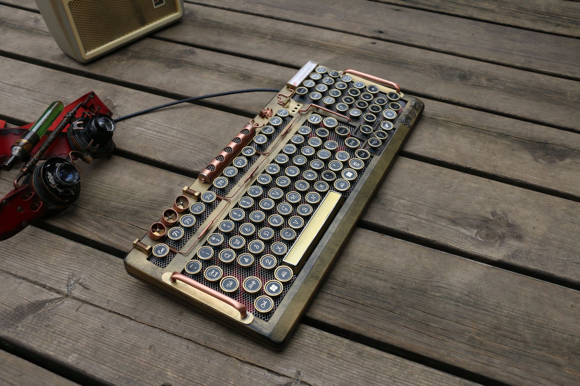 HOBIK Custom Steampunk Mechanical Keyboard - Handcrafted Solid Brass & Heavy Metal