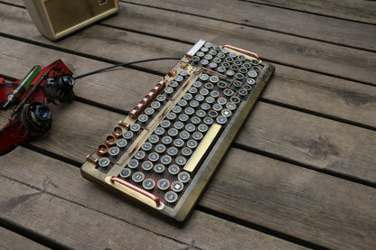 HOBIK Custom Steampunk Mechanical Keyboard - Handcrafted Solid Brass & Heavy Metal