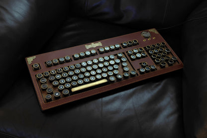 HOBIK "Chronos" Edition: Handcrafted Leather Steampunk Mechanical Keyboard