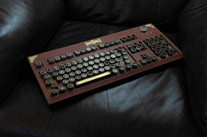HOBIK "Chronos" Edition: Handcrafted Leather Steampunk Mechanical Keyboard
