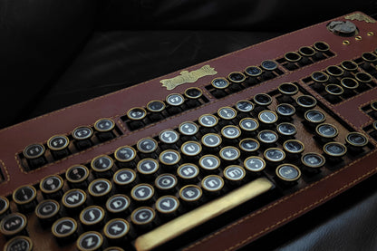 HOBIK "Chronos" Edition: Handcrafted Leather Steampunk Mechanical Keyboard