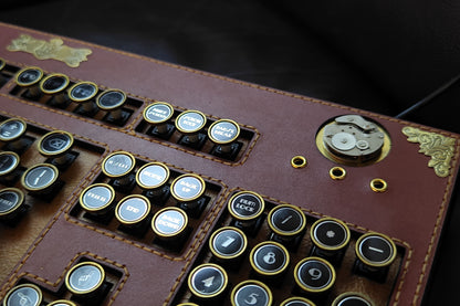 HOBIK "Chronos" Edition: Handcrafted Leather Steampunk Mechanical Keyboard