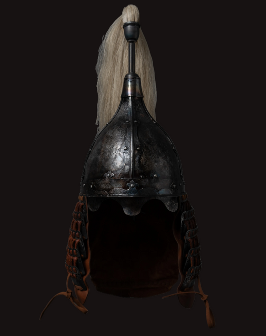 Ming Dynasty Style Four-Panel High-Crest Helmet - Hand Cold-Forged Collector's Warrior Helmet