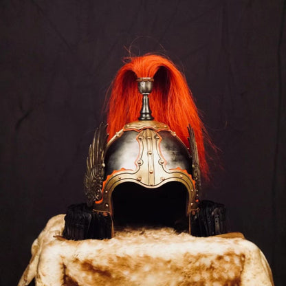 Tang Dynasty Style Hand-Chased Phoenix-Wing Helmet - Handcrafted Collector's Warrior Helmet
