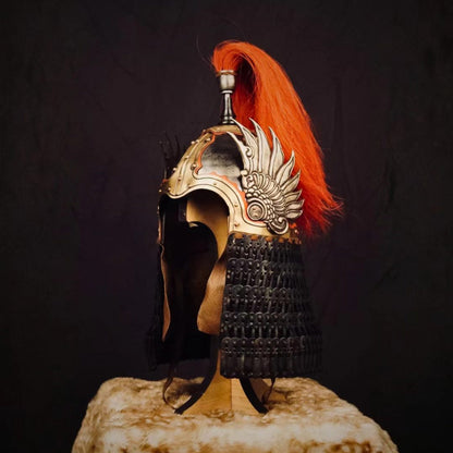 Tang Dynasty Style Hand-Chased Phoenix-Wing Helmet - Handcrafted Collector's Warrior Helmet
