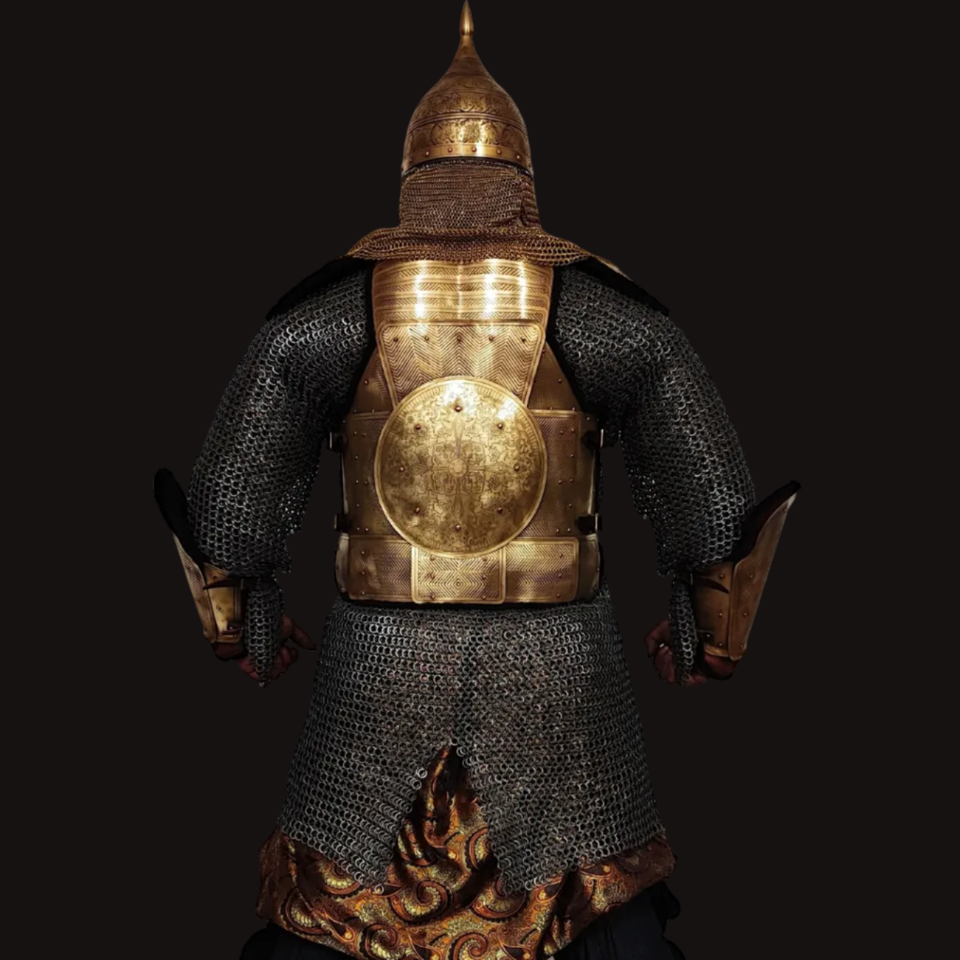 Middle Eastern Style Line-Engraved Brass Armor Set