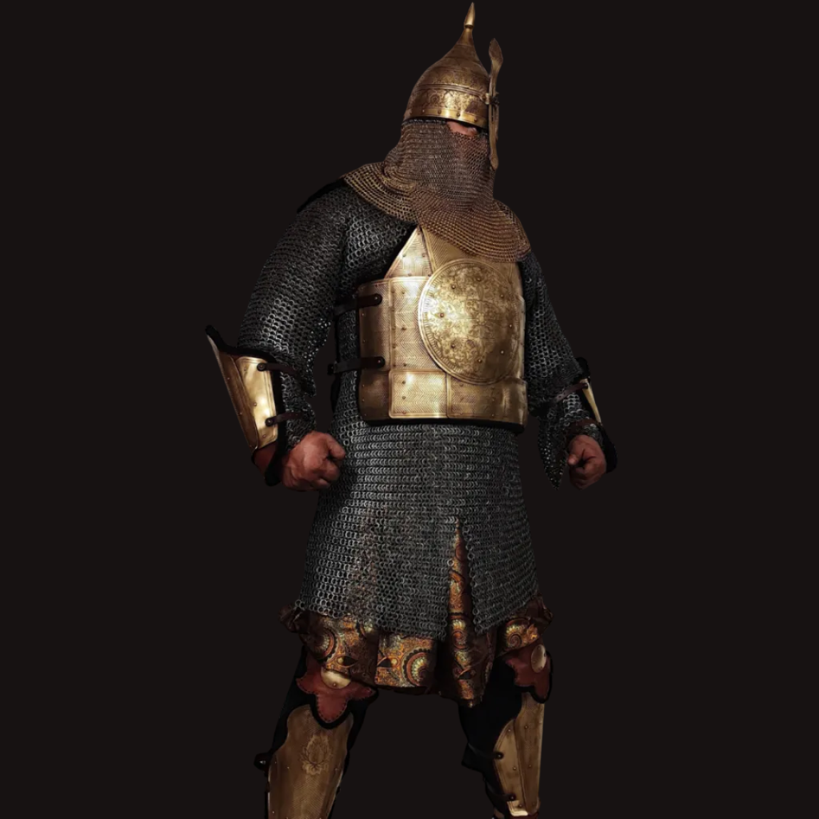 Middle Eastern Style Line-Engraved Brass Armor Set