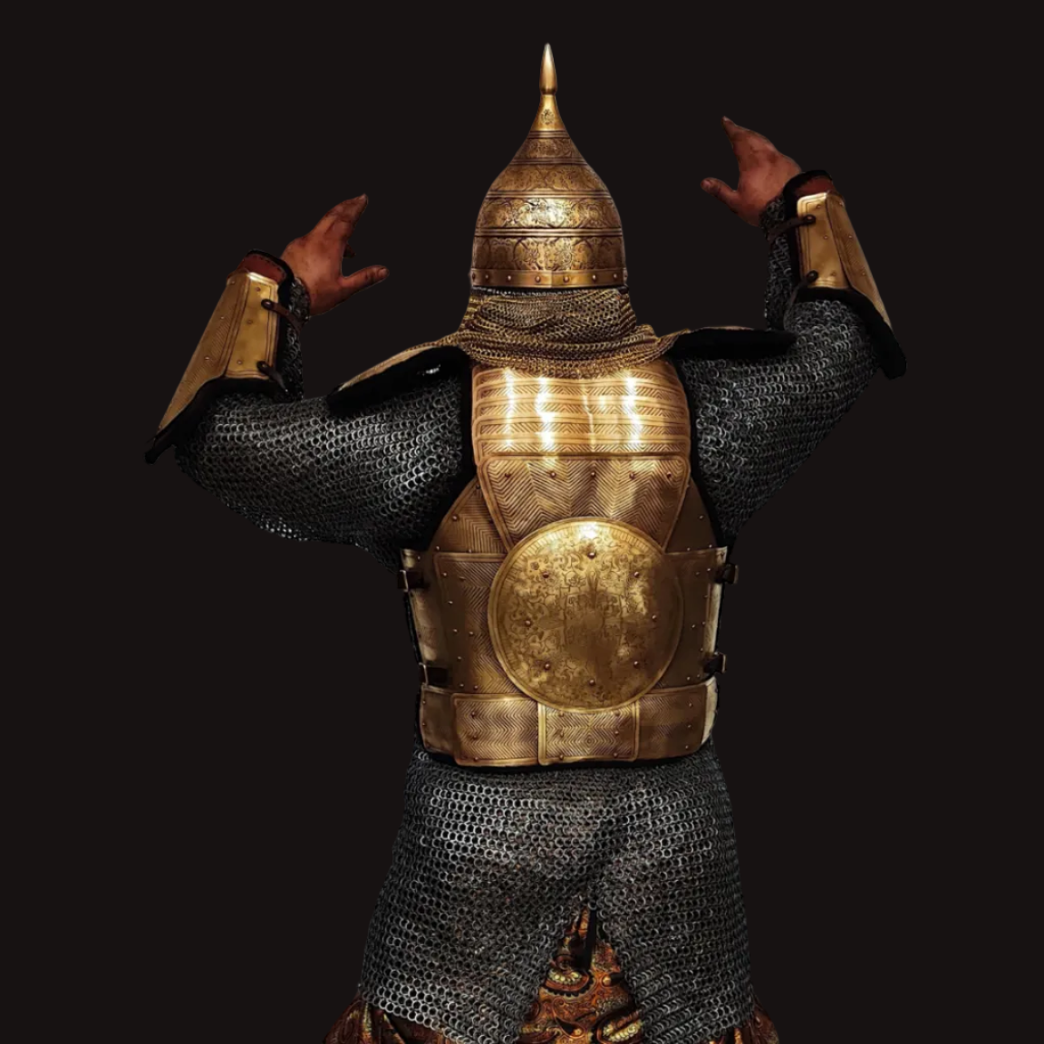 Middle Eastern Style Line-Engraved Brass Armor Set