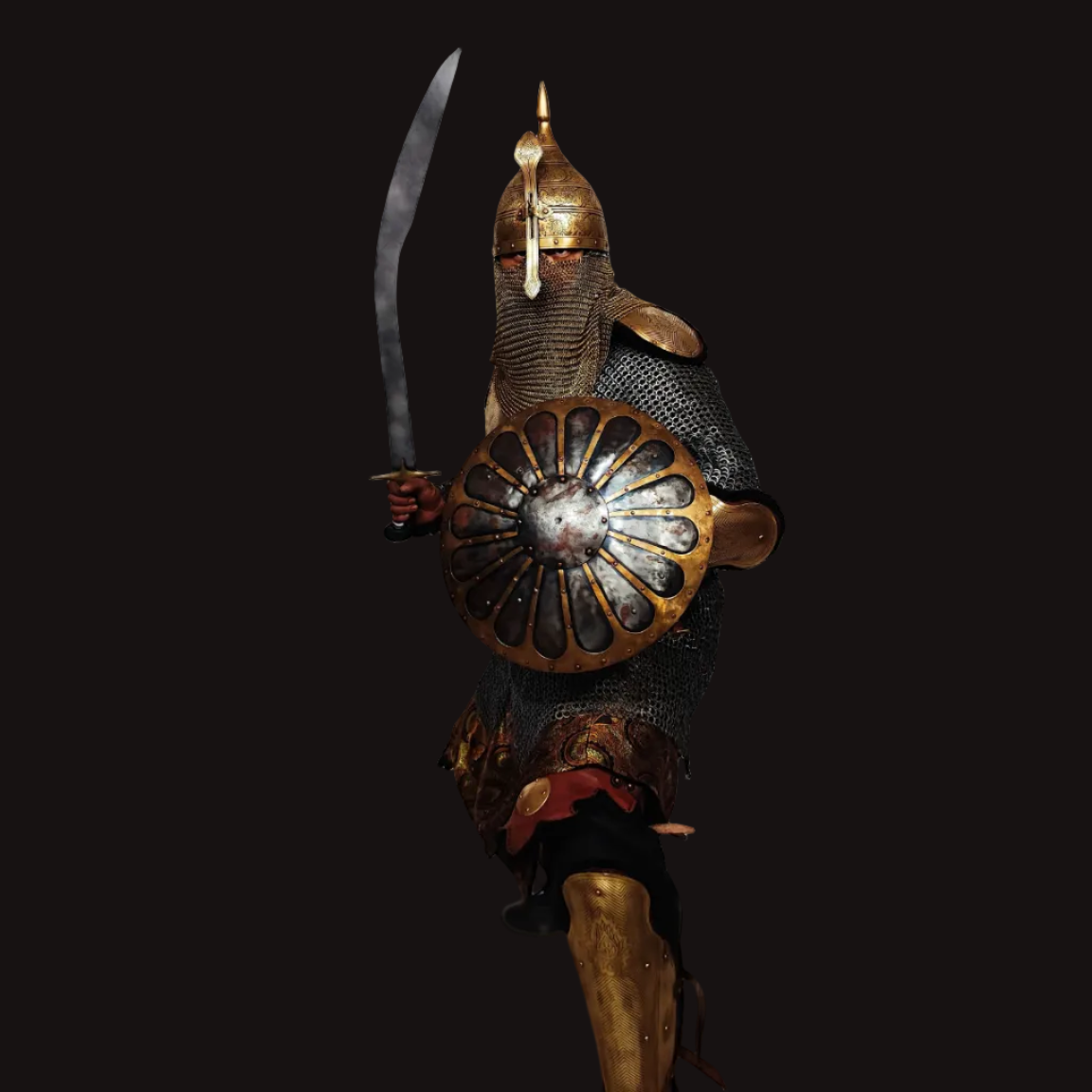 Middle Eastern Style Line-Engraved Brass Armor Set