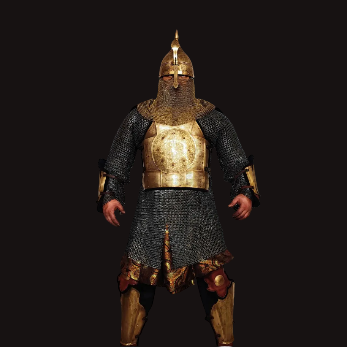 Middle Eastern Style Line-Engraved Brass Armor Set