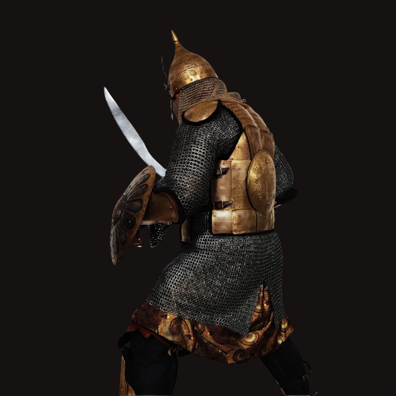 Middle Eastern Style Line-Engraved Brass Armor Set