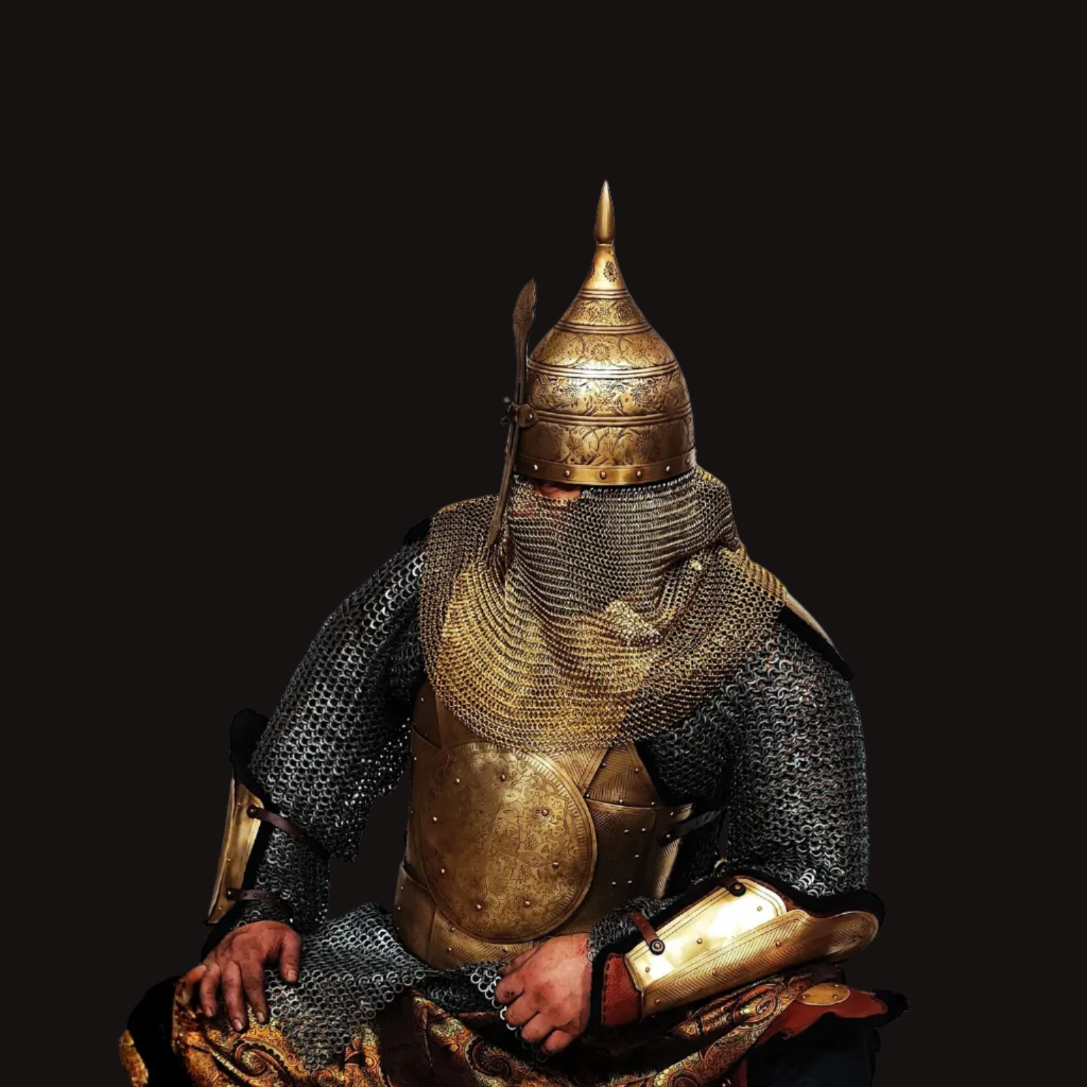 Middle Eastern Style Line-Engraved Brass Armor Set