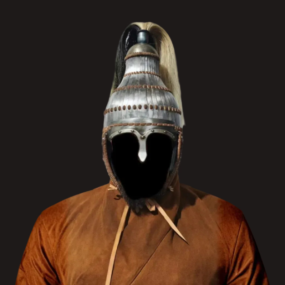 Avar-Style Pear-Shaped Vertically Laced Iron Helmet 