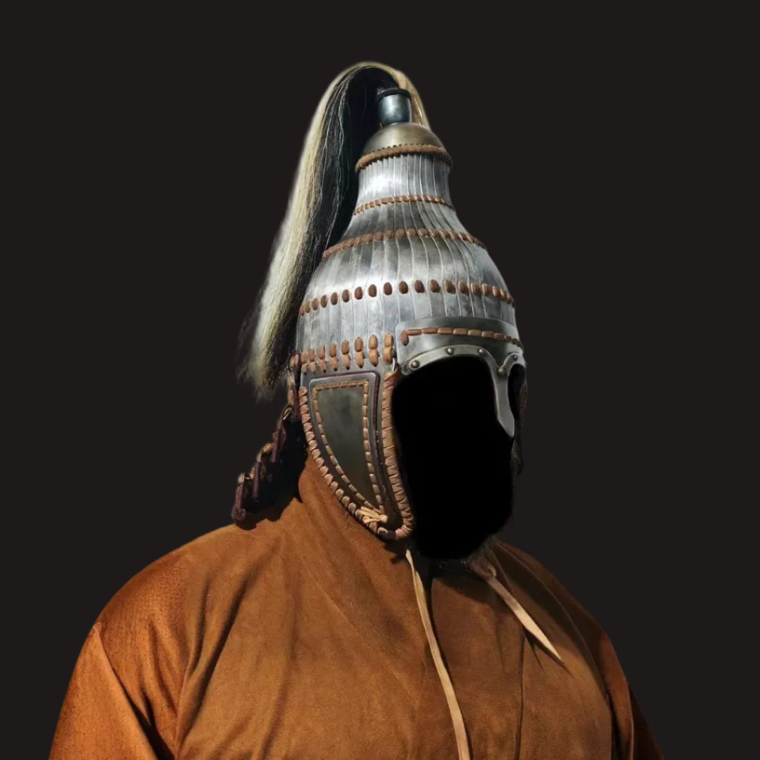 Avar-Style Pear-Shaped Vertically Laced Iron Helmet 