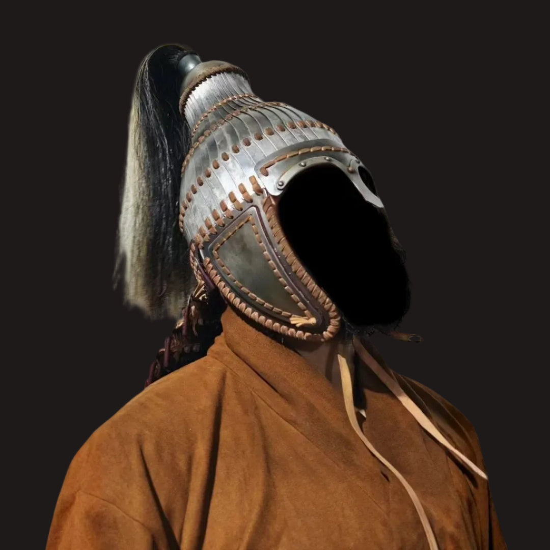 Avar-Style Pear-Shaped Vertically Laced Iron Helmet 