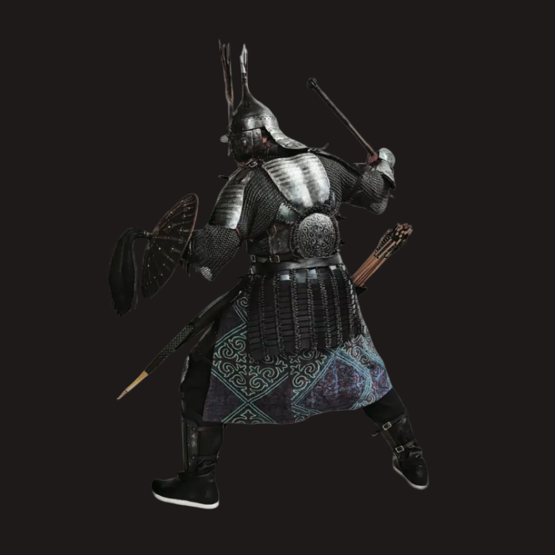 Kazakh-Style Iron-Carved Antler Motif Disc Armor Set