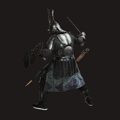 Kazakh-Style Iron-Carved Antler Motif Disc Armor Set