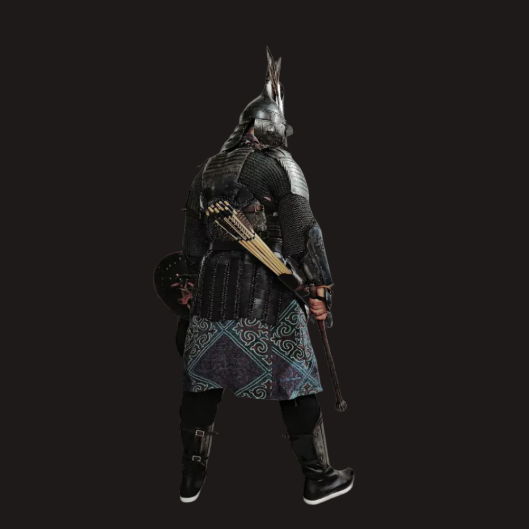Kazakh-Style Iron-Carved Antler Motif Disc Armor Set