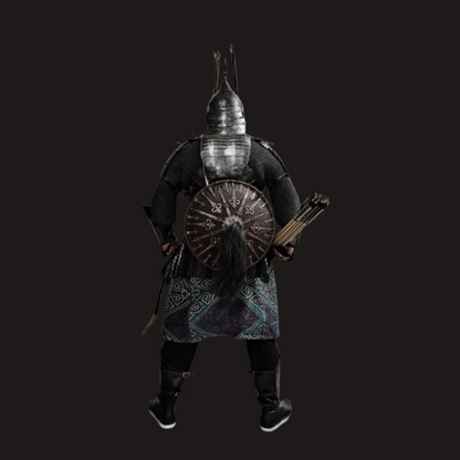 Kazakh-Style Iron-Carved Antler Motif Disc Armor Set