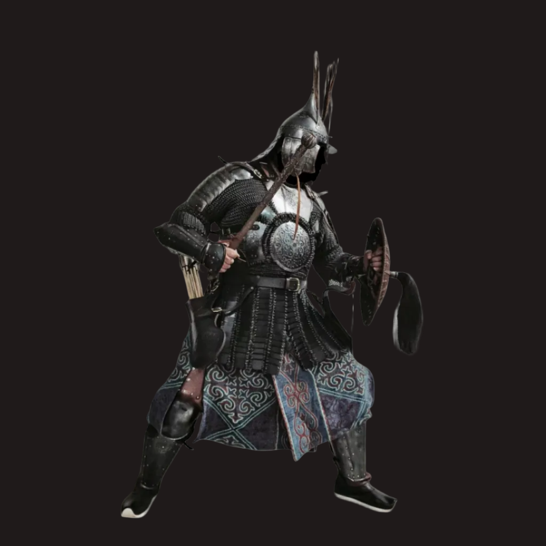 Kazakh-Style Iron-Carved Antler Motif Disc Armor Set
