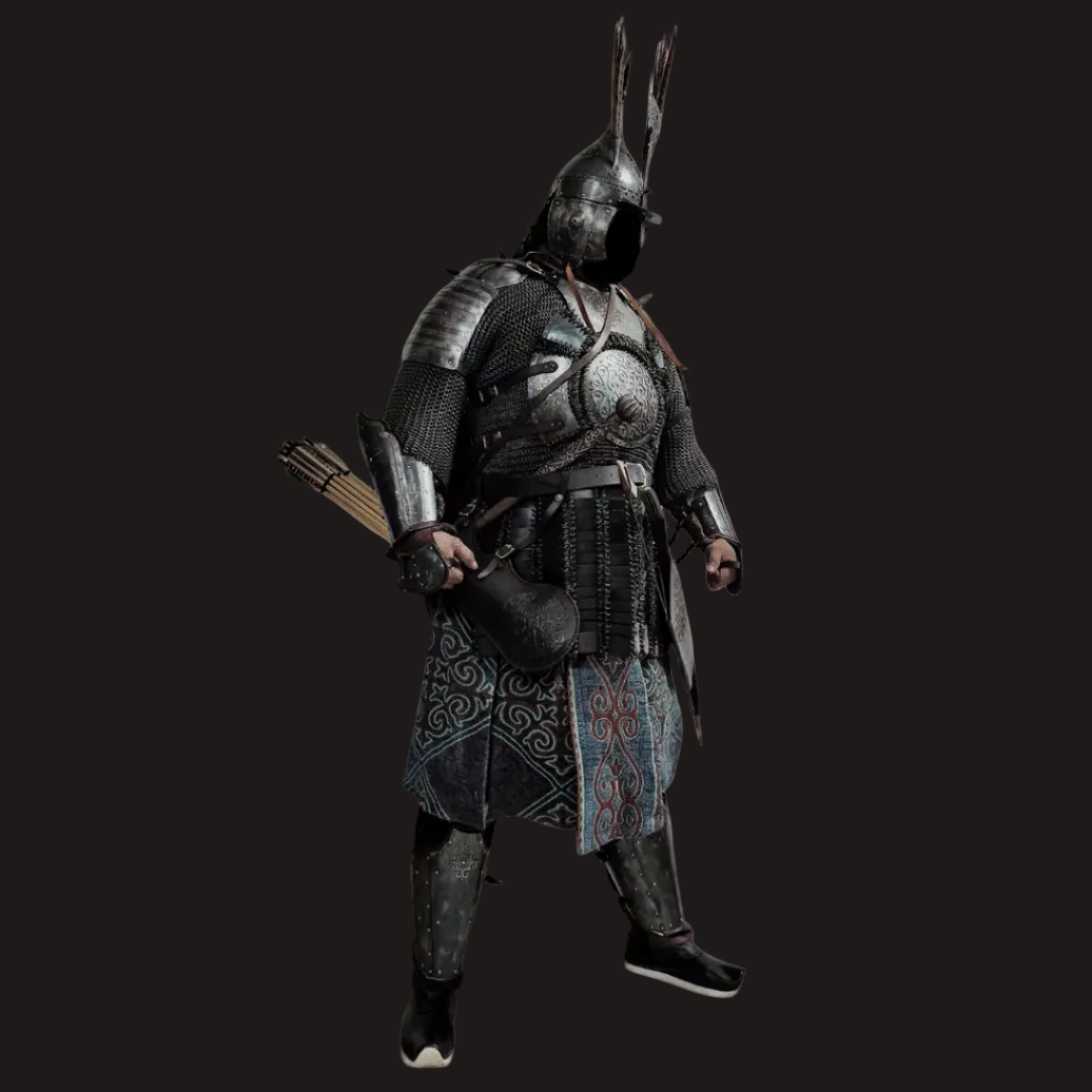 Kazakh-Style Iron-Carved Antler Motif Disc Armor Set