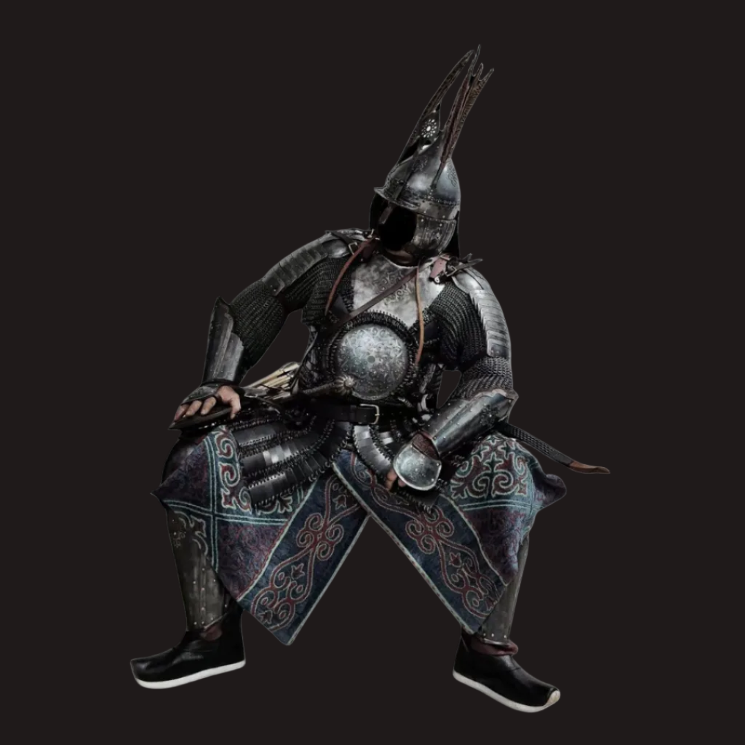 Kazakh-Style Iron-Carved Antler Motif Disc Armor Set