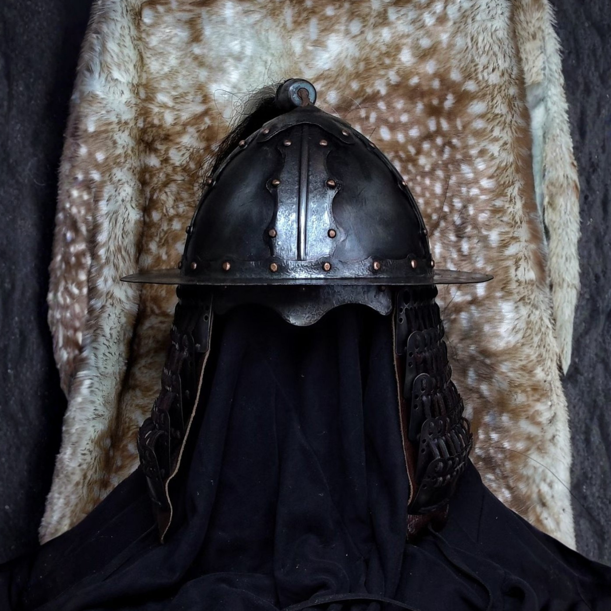 Mongolian-Style Disc-Brim Cold-Forged Iron Helmet