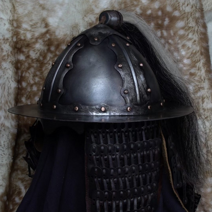 Mongolian-Style Disc-Brim Cold-Forged Iron Helmet