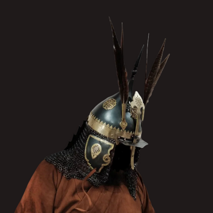  Kazakh-Style Brass Ornate Bud Helmet - Handcrafted Collector's Warrior Helmet
