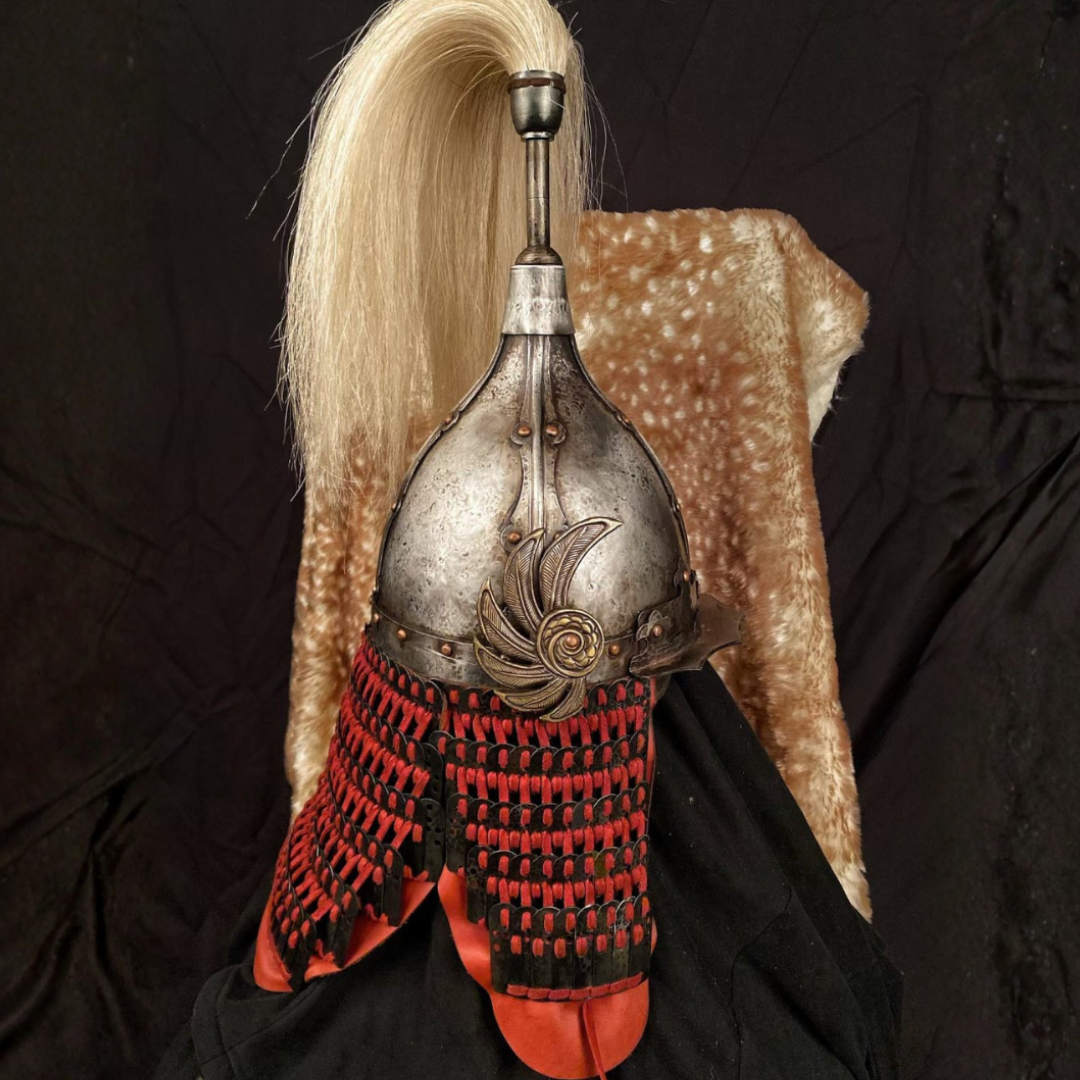 Ming Dynasty Style Four-Panel Cold-Forged & Hand-Chased Phoenix-Wing Helmet