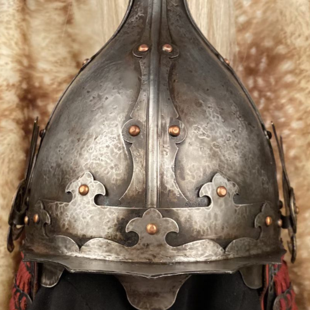 Ming Dynasty Style Four-Panel Cold-Forged & Hand-Chased Phoenix-Wing Helmet