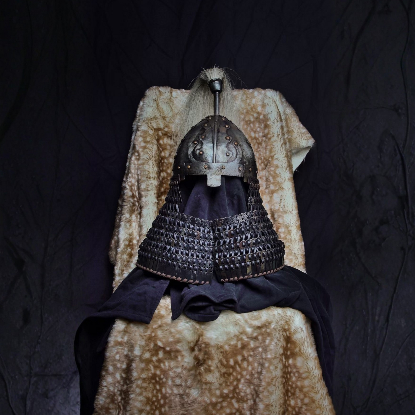 Khitan Style Flame-Motif Four-Panel Cold-Forged Helmet