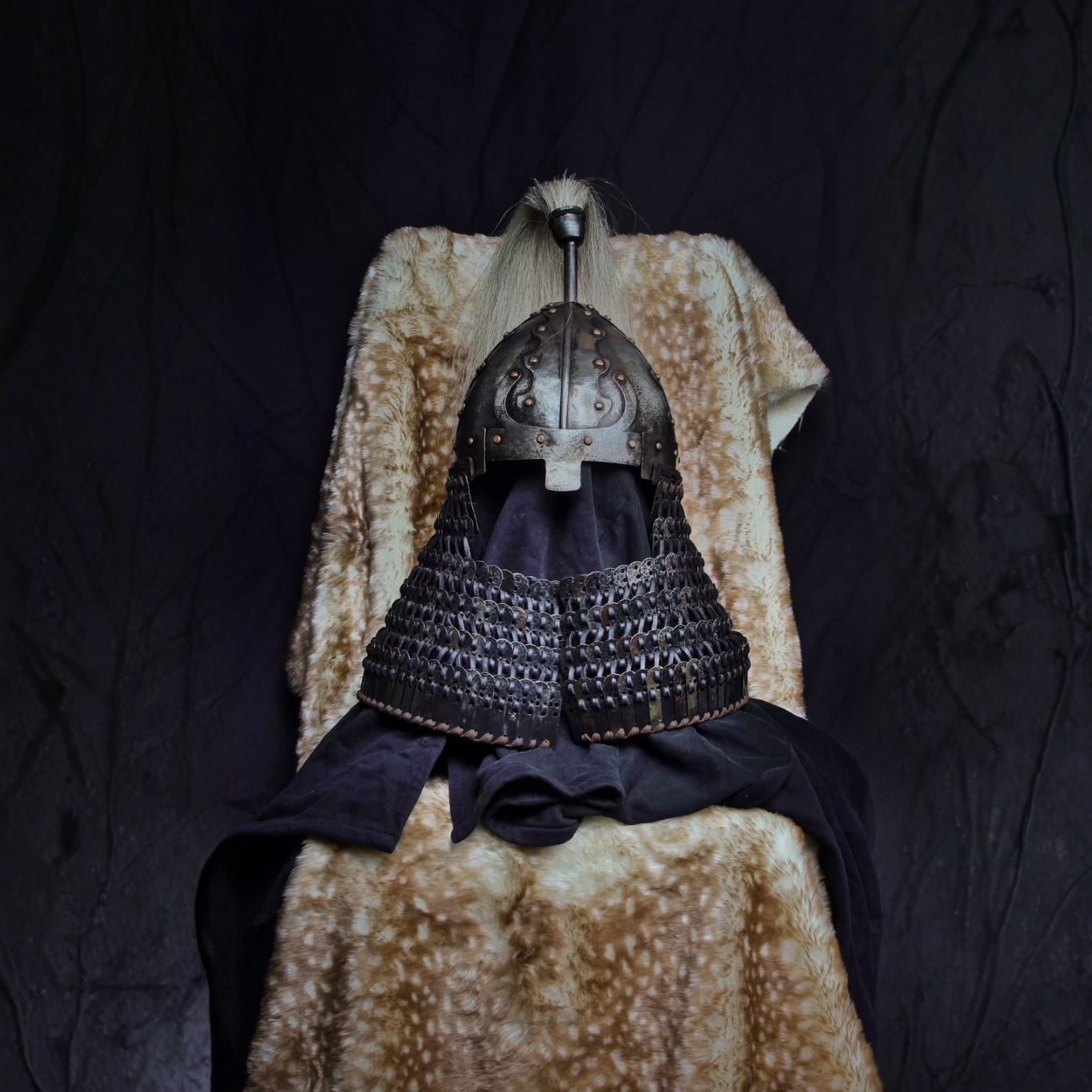 Khitan Style Flame-Motif Four-Panel Cold-Forged Helmet