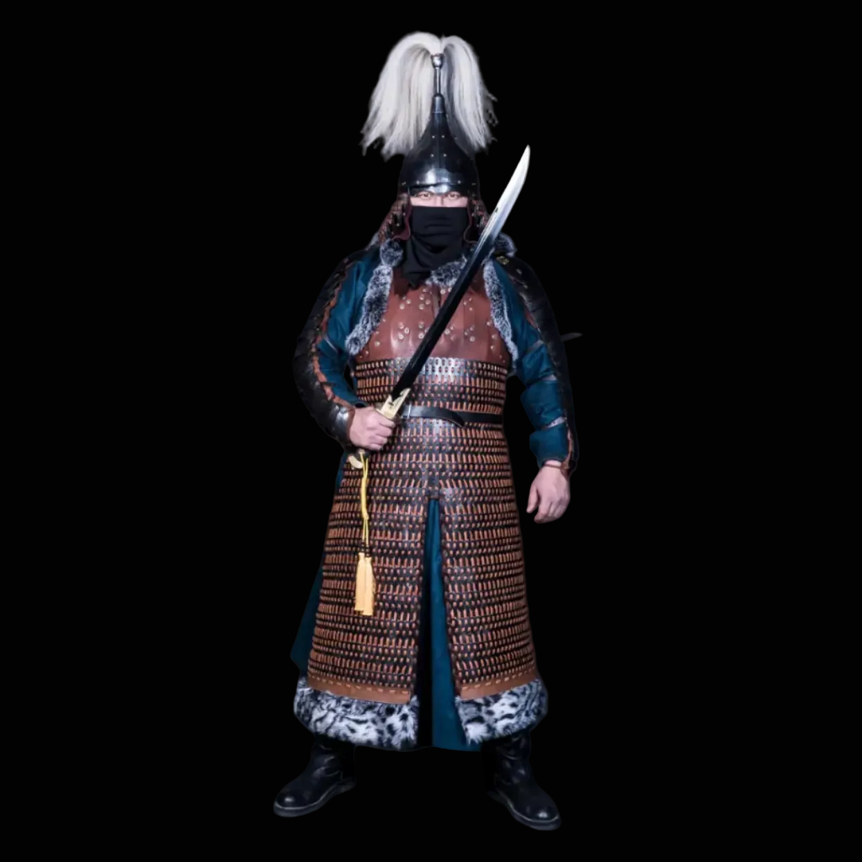 Mongolian Style Leather-Faced Iron Lamellar Armor Set