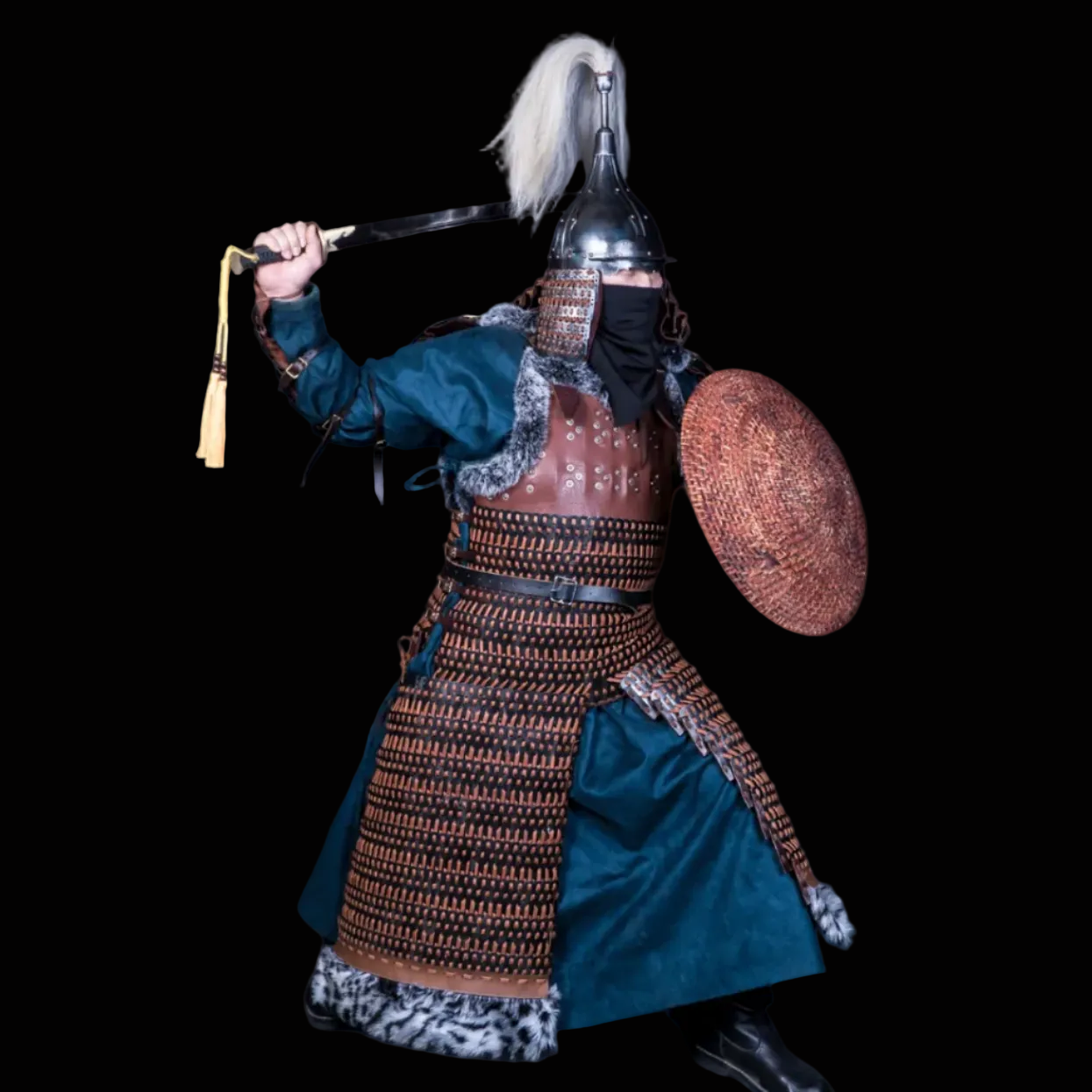 Mongolian Style Leather-Faced Iron Lamellar Armor Set
