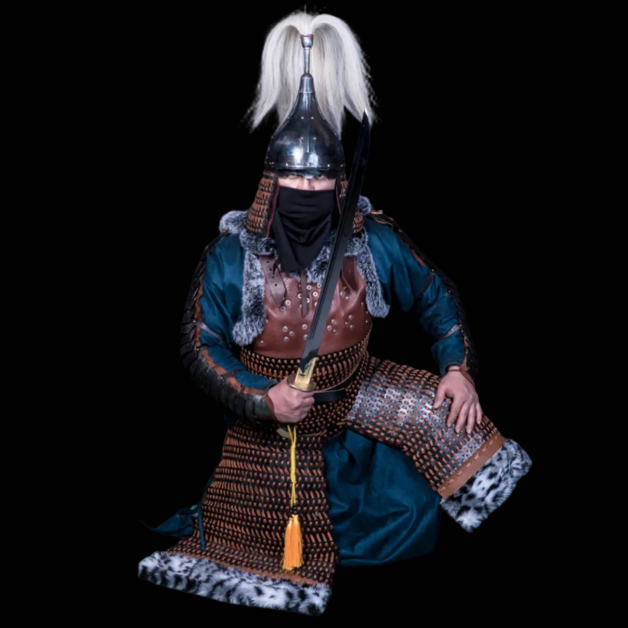 Mongolian Style Leather-Faced Iron Lamellar Armor Set
