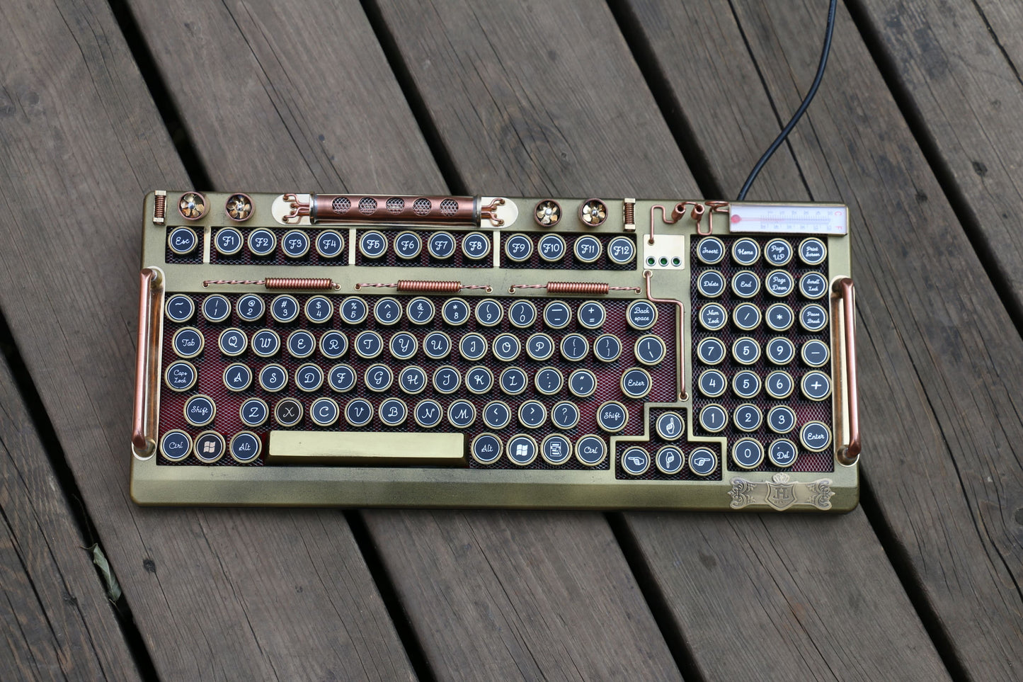 Hobik Handcrafted Heavy Metal Steampunk Brass Mechanical Keyboard