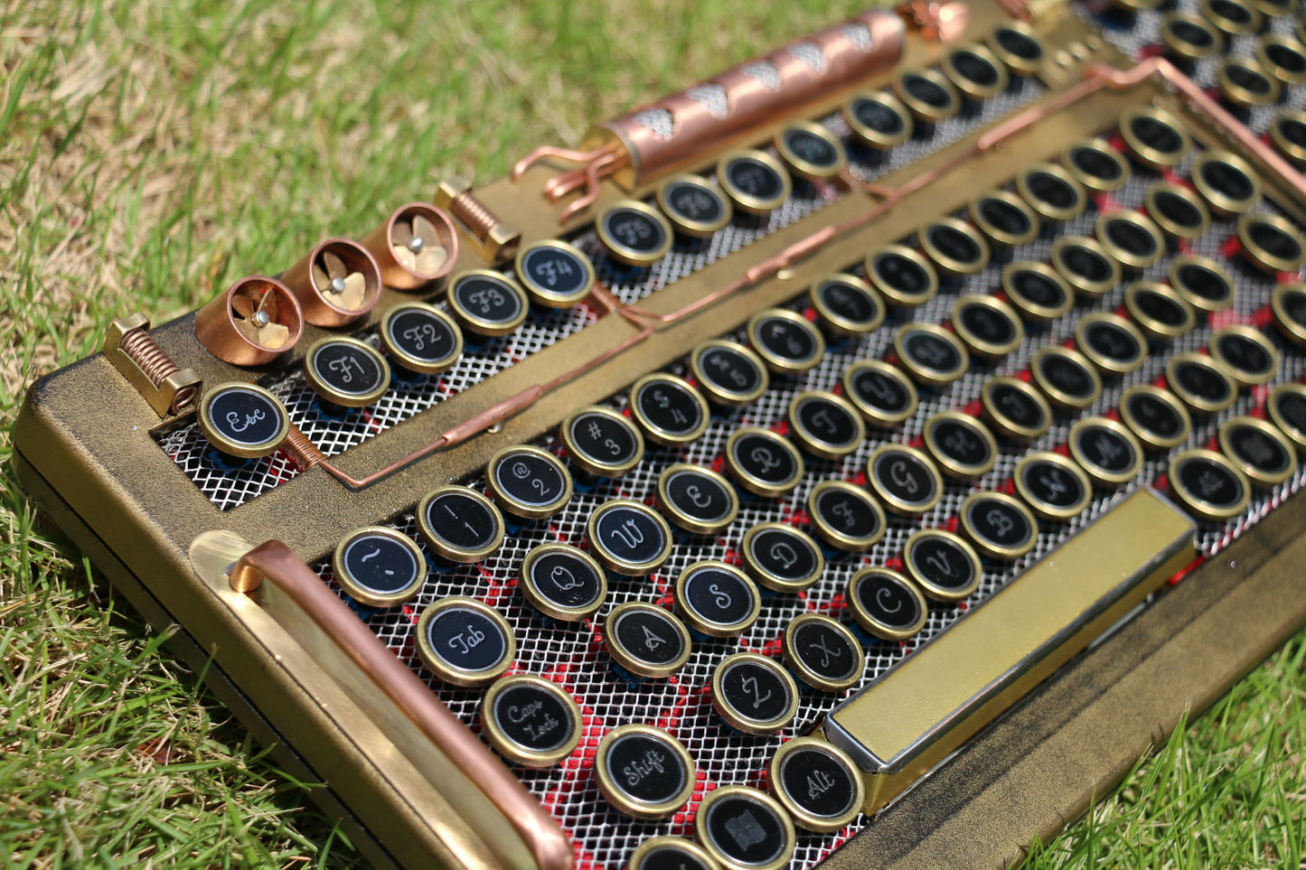 HOBIK Custom Steampunk Mechanical Keyboard - Handcrafted Solid Brass & Heavy Metal