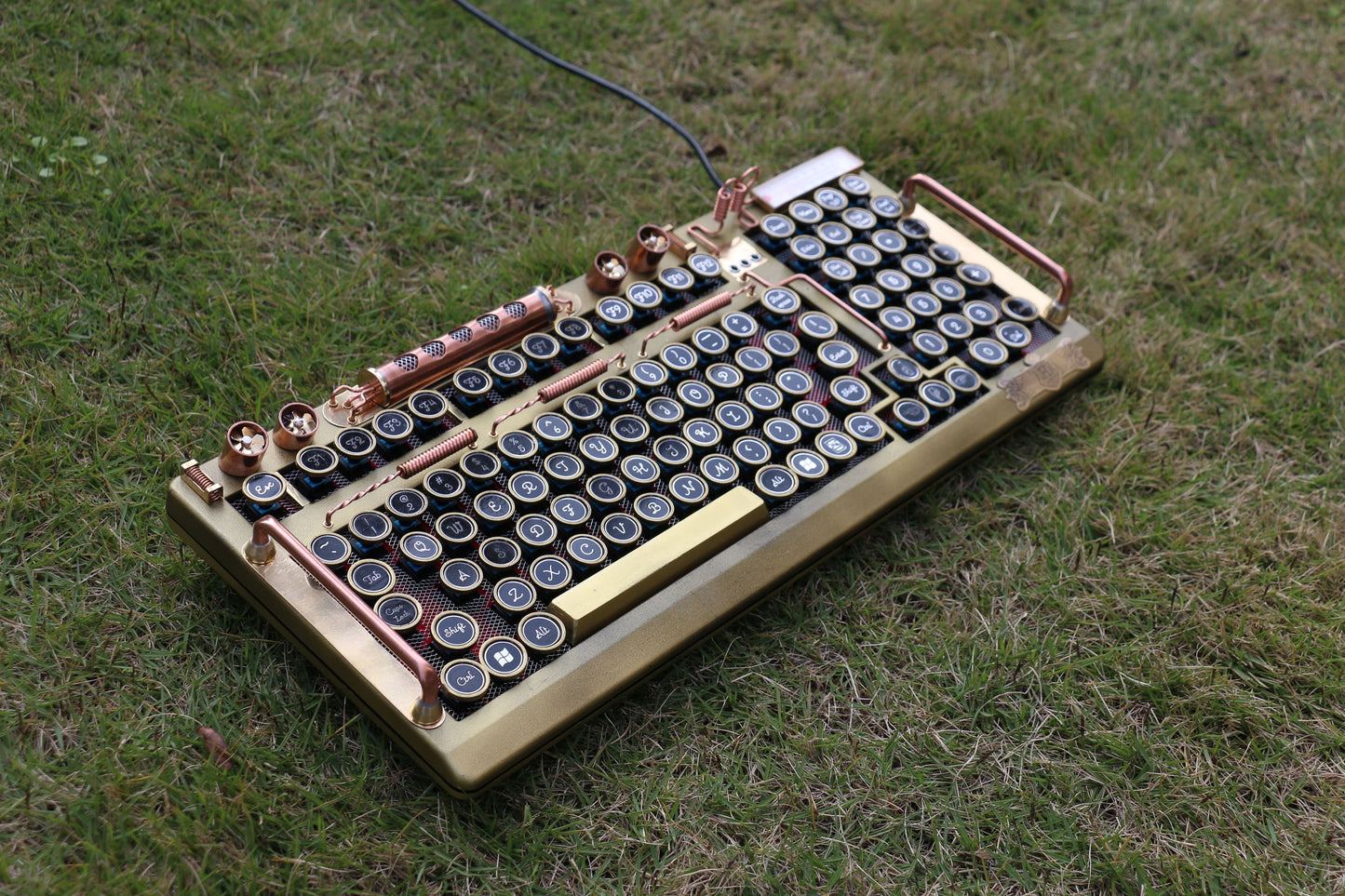 Hobik Handcrafted Heavy Metal Steampunk Brass Mechanical Keyboard