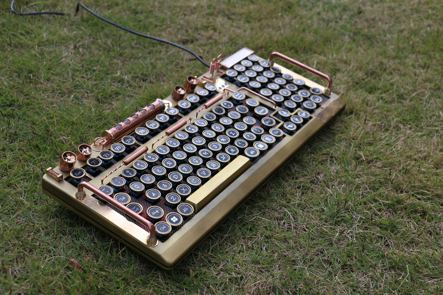 Hobik Handcrafted Heavy Metal Steampunk Brass Mechanical Keyboard
