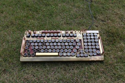 Hobik Handcrafted Heavy Metal Steampunk Brass Mechanical Keyboard