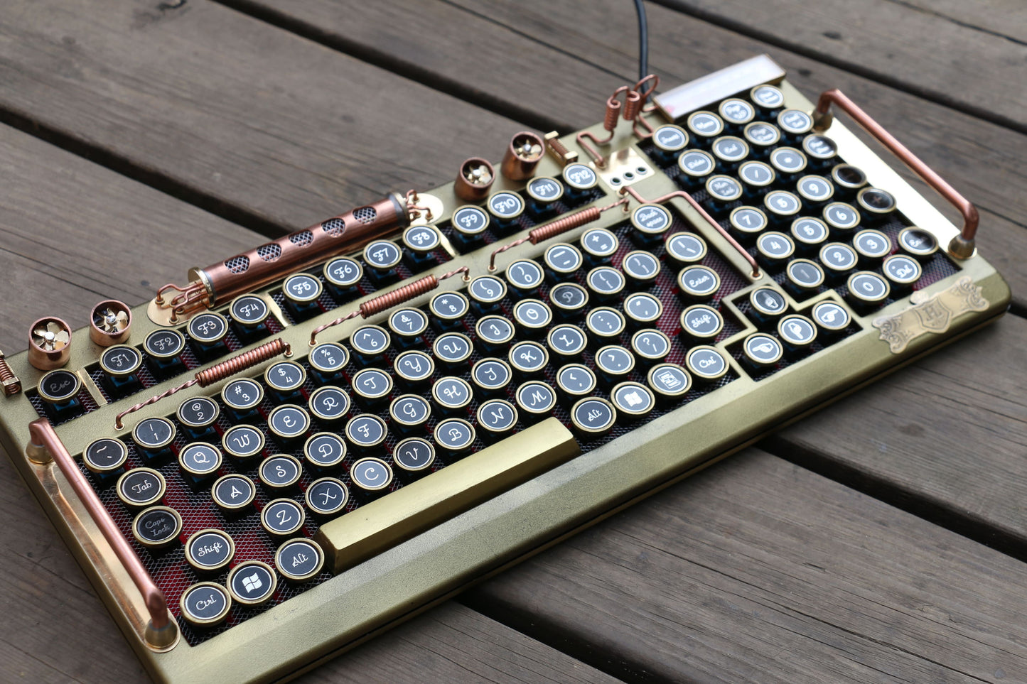 Hobik Handcrafted Heavy Metal Steampunk Brass Mechanical Keyboard