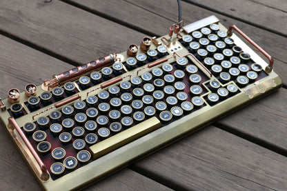 Hobik Handcrafted Heavy Metal Steampunk Brass Mechanical Keyboard