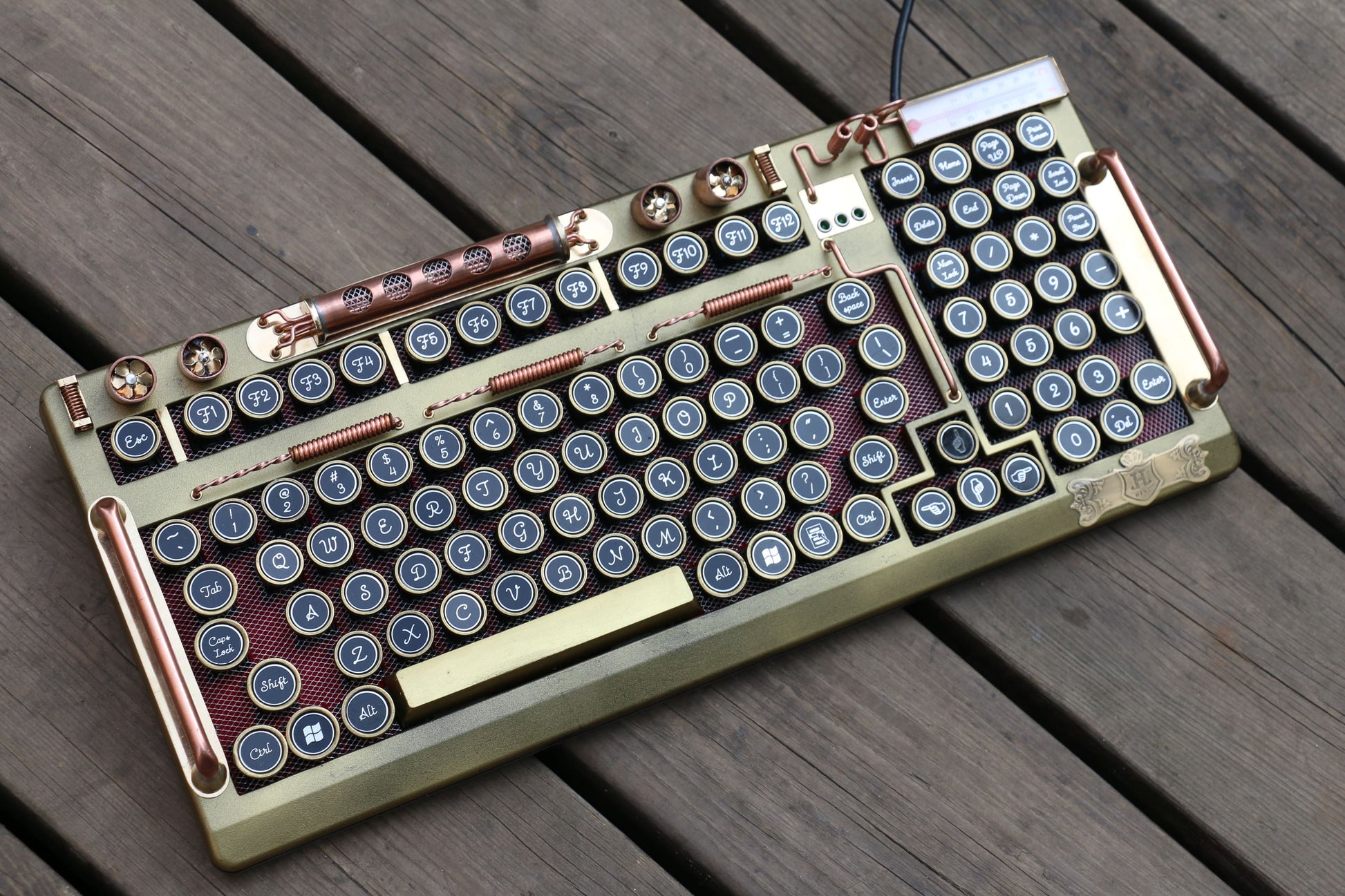 Hobik Handcrafted Heavy Metal Steampunk Brass Mechanical Keyboard