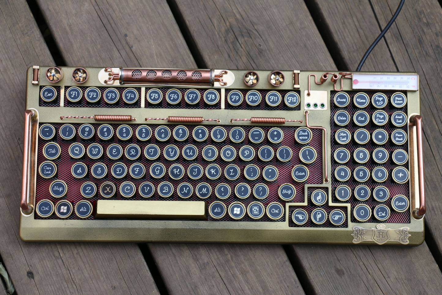 Hobik Handcrafted Heavy Metal Steampunk Brass Mechanical Keyboard