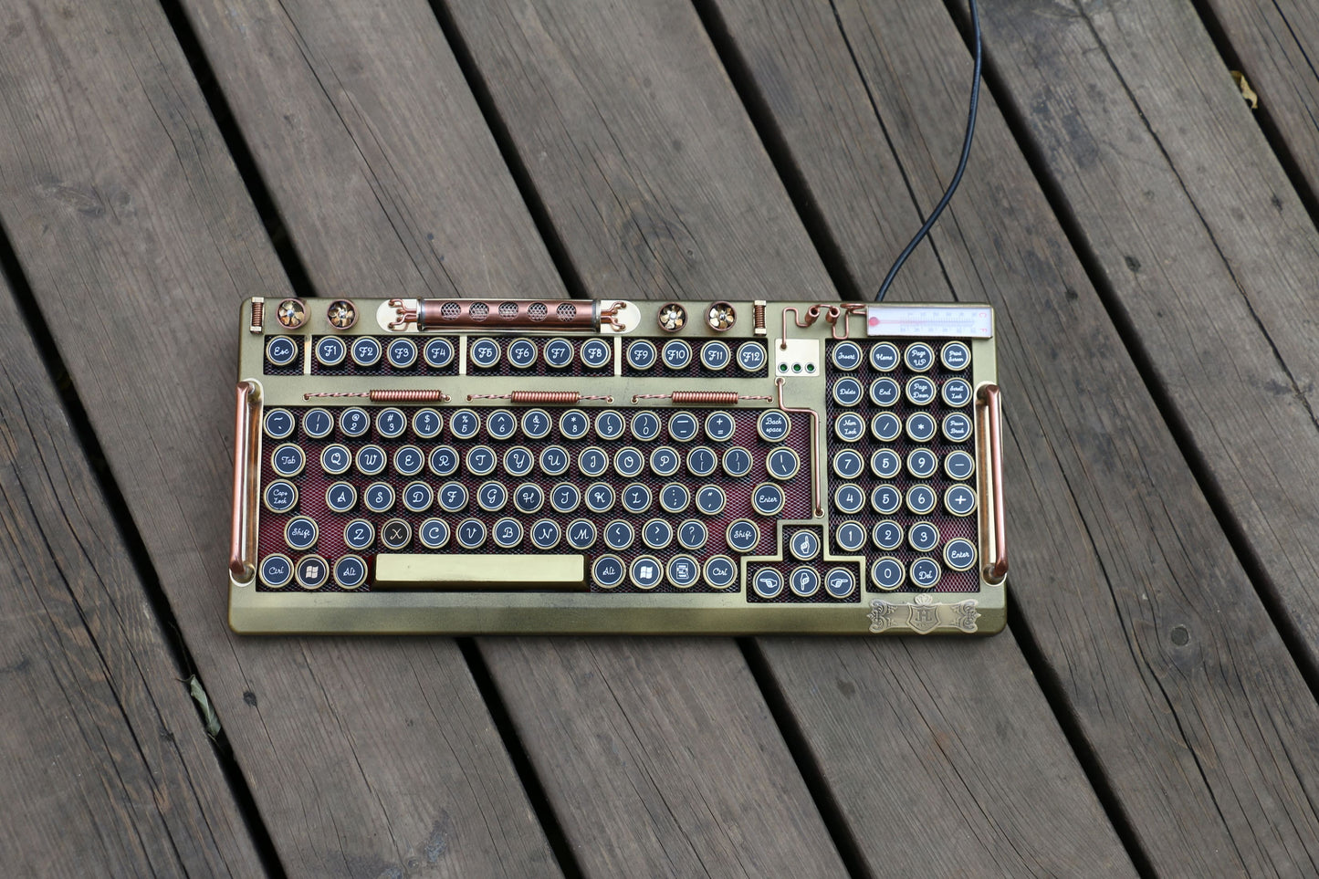 Hobik Handcrafted Heavy Metal Steampunk Brass Mechanical Keyboard
