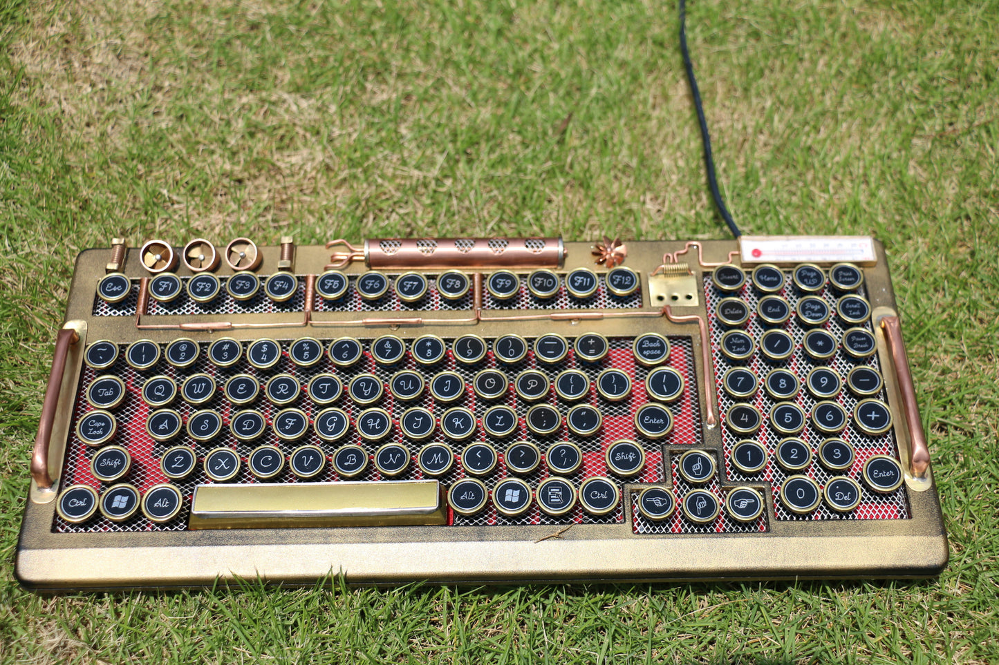 HOBIK Custom Steampunk Mechanical Keyboard - Handcrafted Solid Brass & Heavy Metal