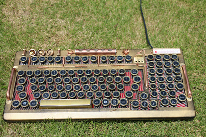 HOBIK Custom Steampunk Mechanical Keyboard - Handcrafted Solid Brass & Heavy Metal